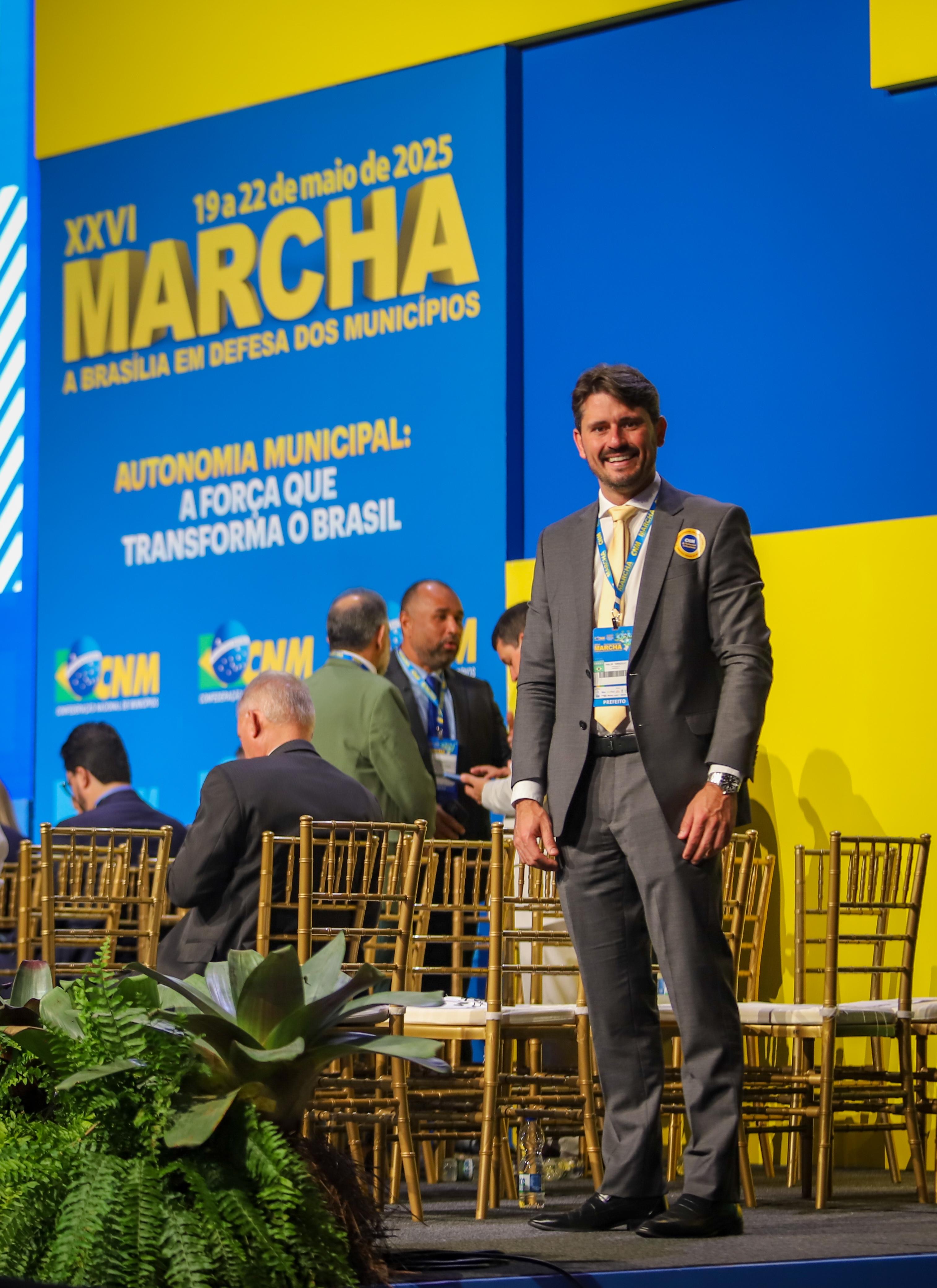 Presidente da Assomasul, Thalles Tomazelli, defende aprovação da PEC 66 no primeiro dia da Marcha a Brasília